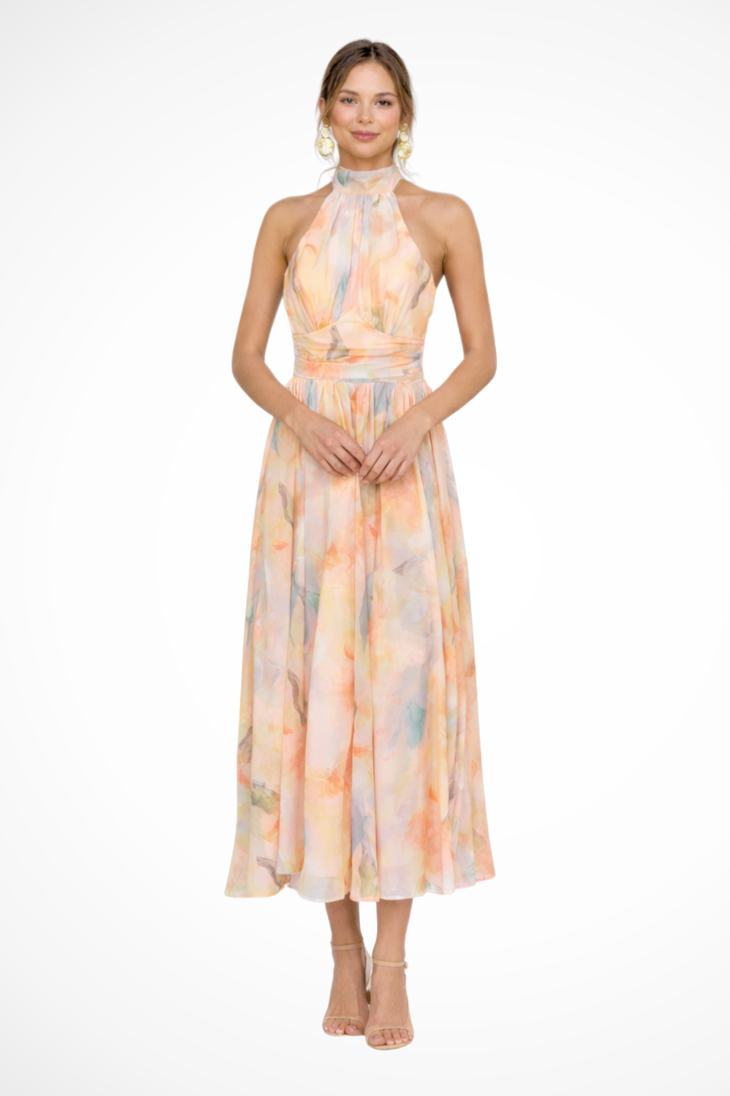 Isolde | Robe Longue Dos Nu à Imprimé Abstrait