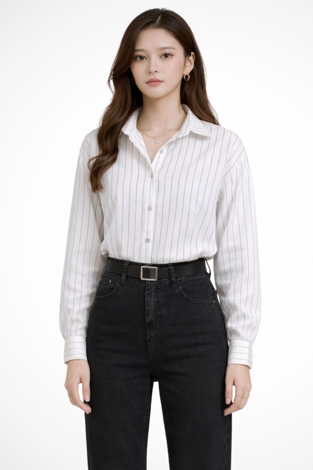 Nella | Chemise Femme Col Rabattu Manches Longues à Rayures