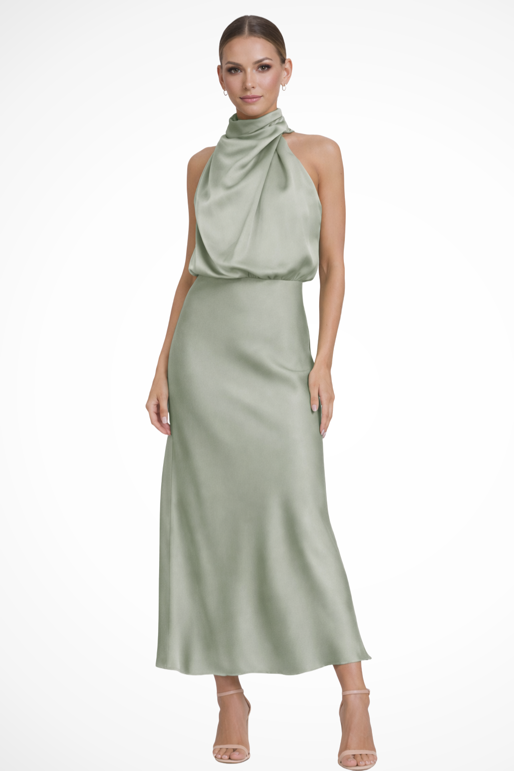 Amelina | Robe Mi-Longue Dos Nu en Satin
