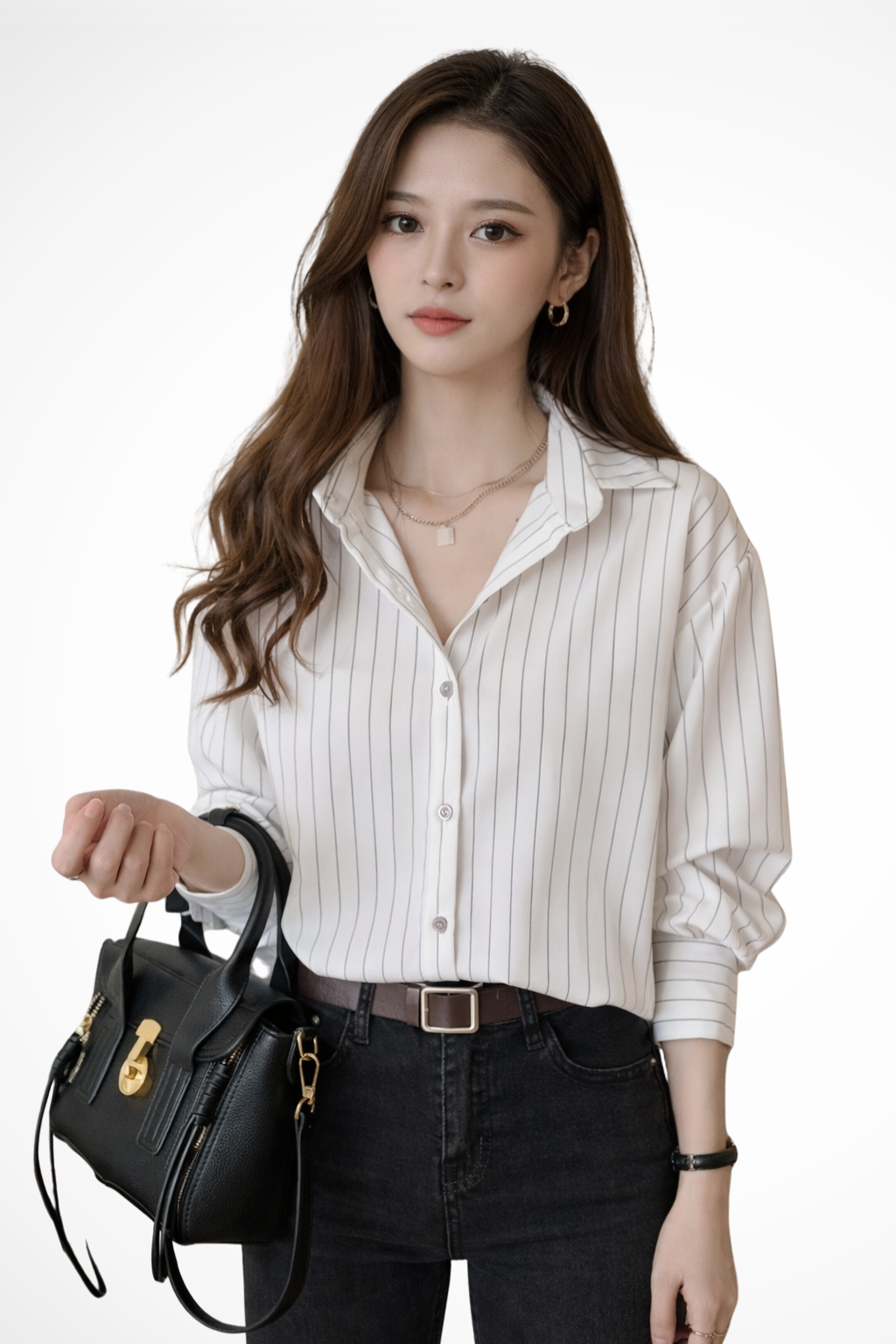 Nella | Chemise Femme Col Rabattu Manches Longues à Rayures