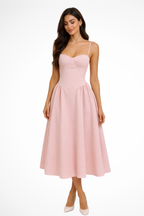 Seren | Robe Mi-Longue Élégante Évasée à Corset