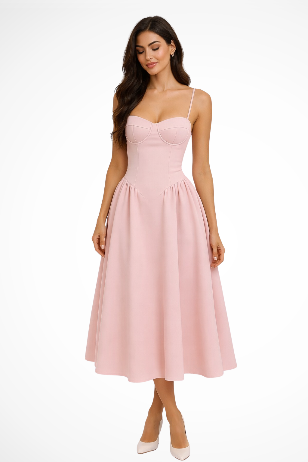 Seren | Robe Mi-Longue Élégante Évasée à Corset