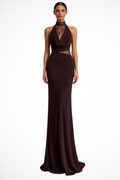 Vesper | Robe Longue Sans Manches Dos Nu à Empiècement Dentelle