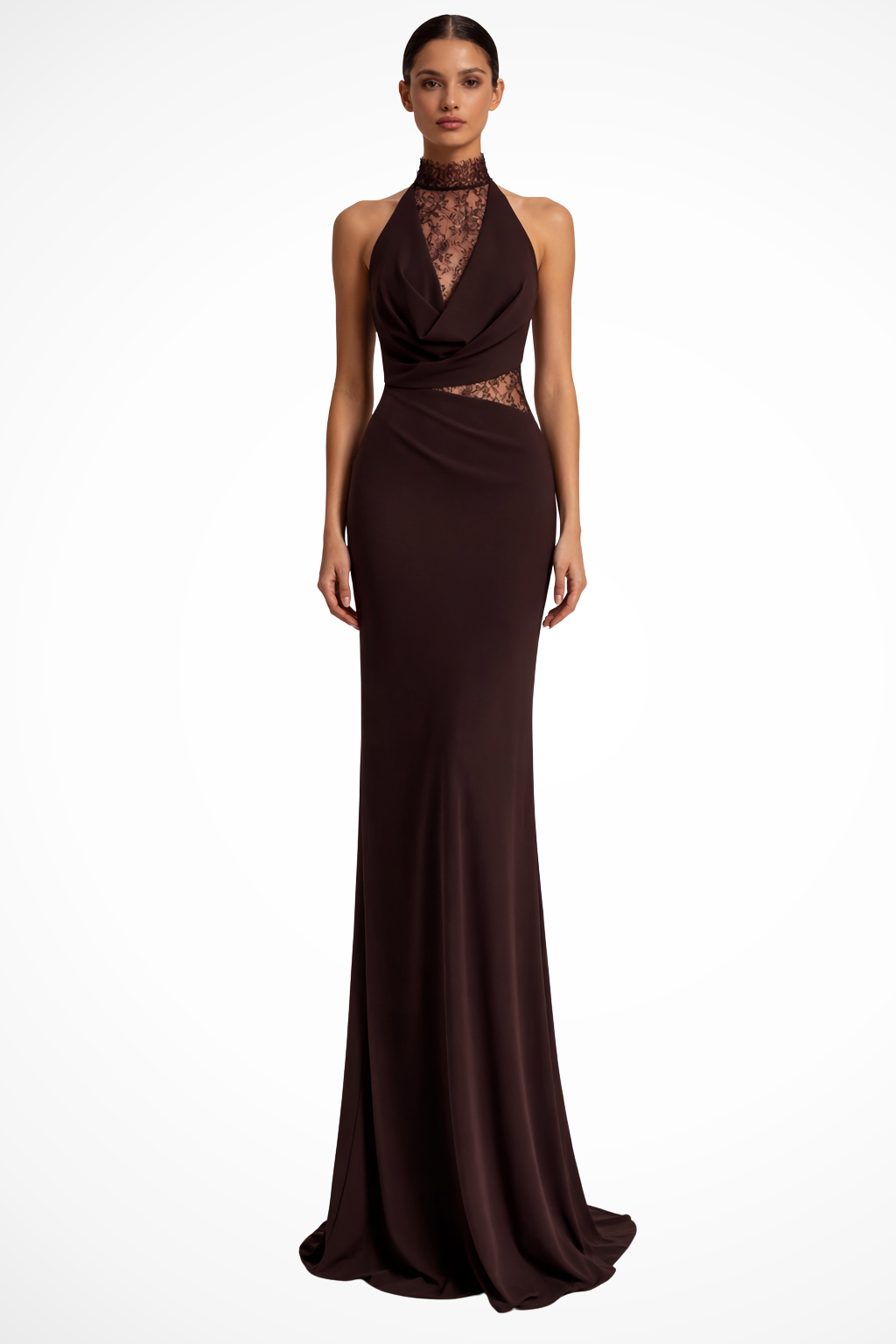 Vesper | Robe Longue Sans Manches Dos Nu à Empiècement Dentelle