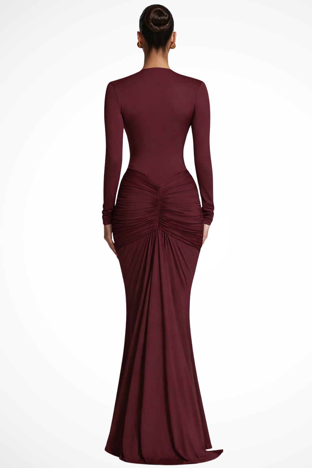 Margot | Robe Longue Ajustée Froncée à Col V Plongeant