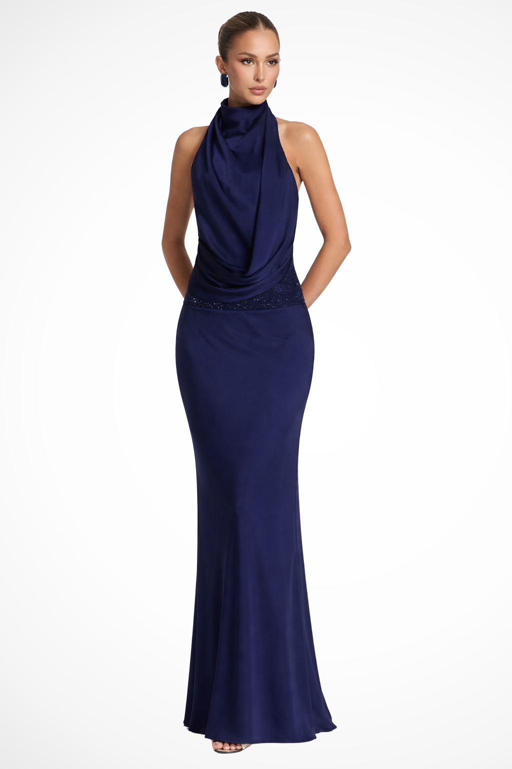 Ottilie | Robe Longue Dos Nu Drapée en Satin