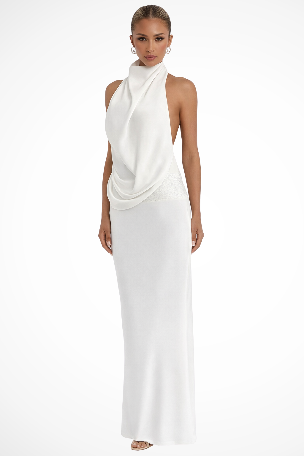 Ottilie | Robe Longue Dos Nu Drapée en Satin
