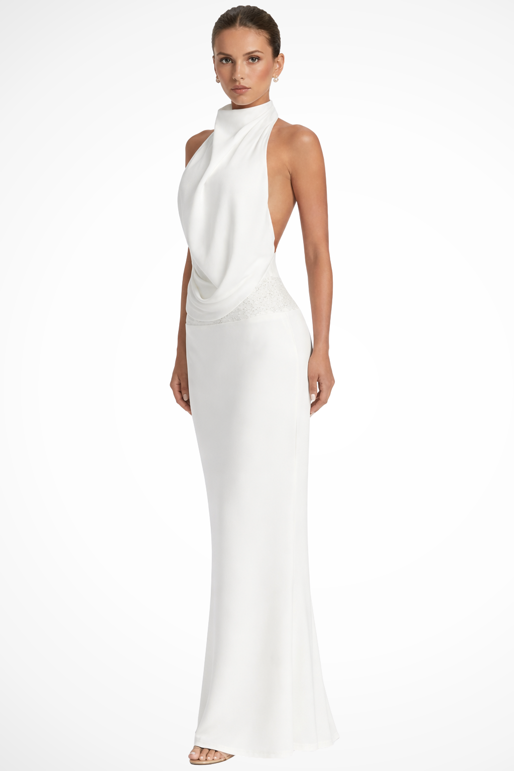 Ottilie | Robe Longue Dos Nu Drapée en Satin