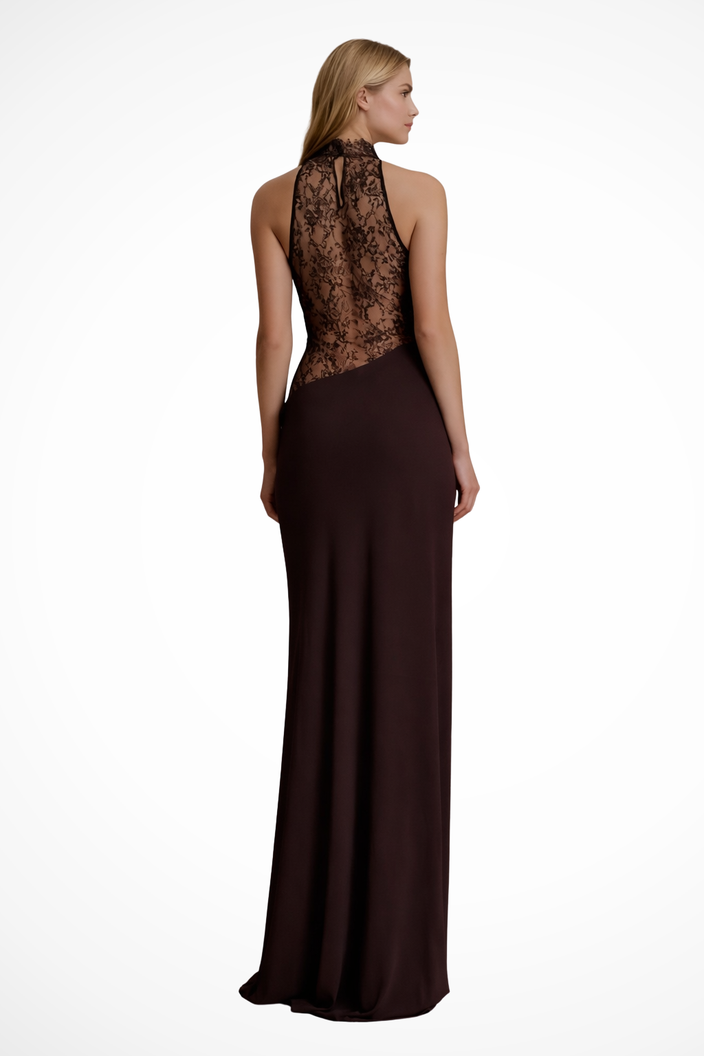 Vesper | Robe Longue Sans Manches Dos Nu à Empiècement Dentelle