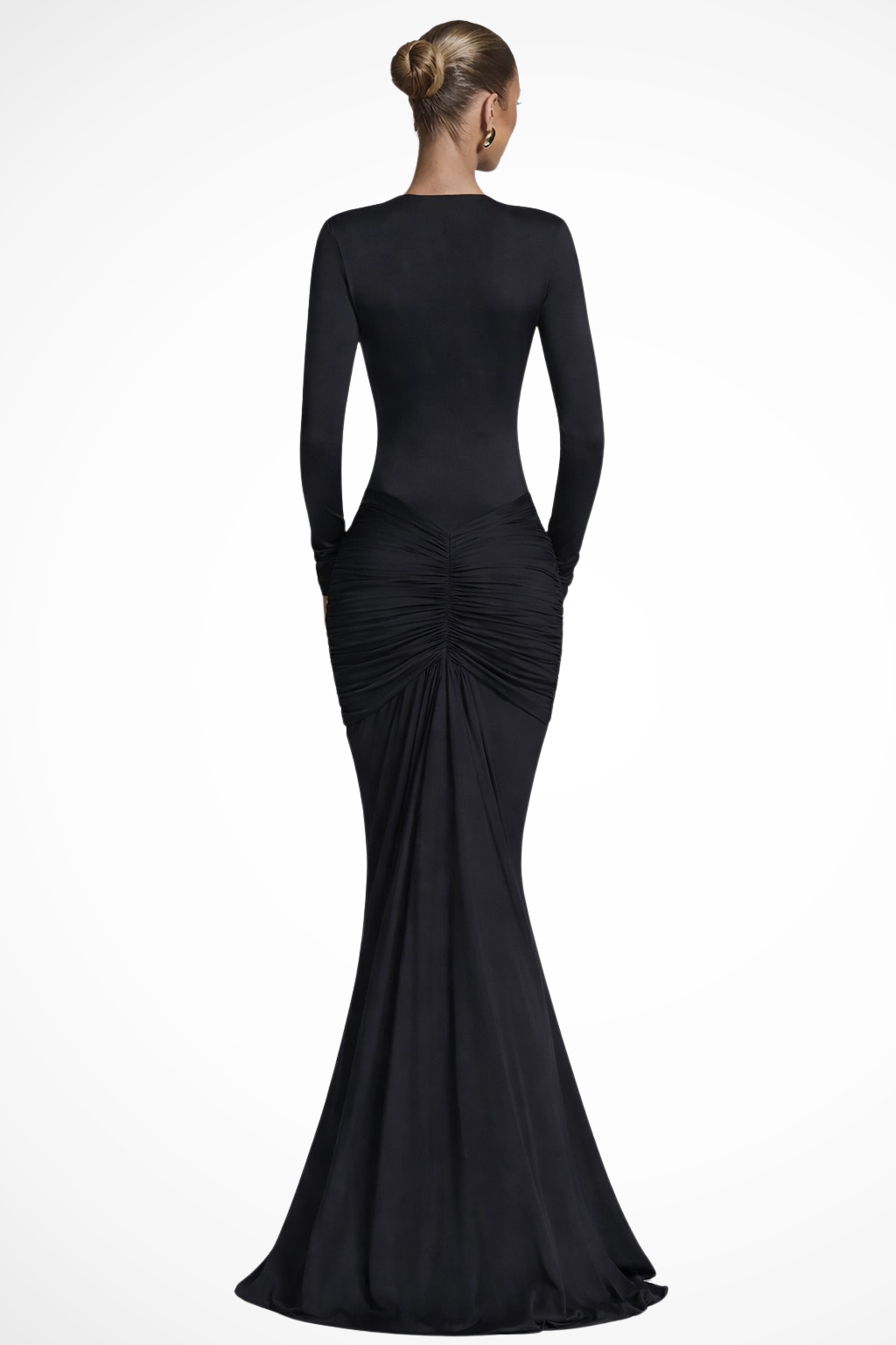 Margot | Robe Longue Ajustée Froncée à Col V Plongeant