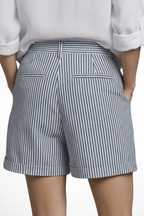Ada | Short ajusté à rayures taille haute avec boutons pour femme - Rose