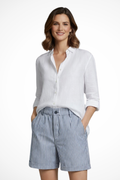 Ada | Short ajusté à rayures taille haute avec boutons pour femme - Bleu