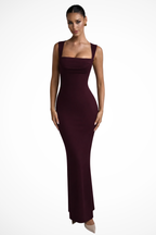 Steffany | Robe Longue Moulante à Col Carré