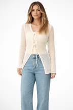 Cecily | Cardigan Gilet Femme en Crochet avec Manches Cloche