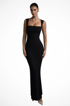 Steffany | Robe Longue Moulante à Col Carré
