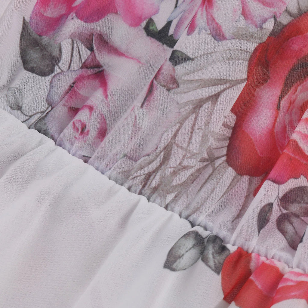 Lila | Robe Courte Bohème en Mousseline à Fleurs et Épaules Dénudées