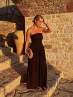 Isabella | Robe Longue d'Été Plissée Bustier