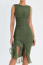 Aurevia | Robe Mi-Longue Froncée Sans Manches