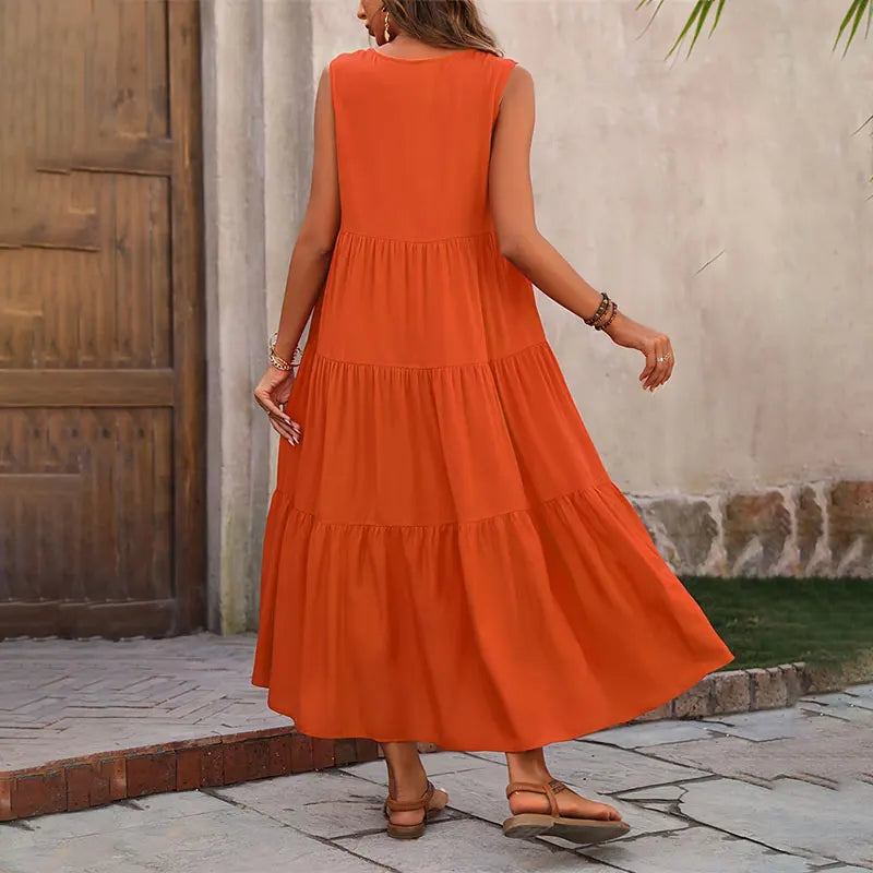 Florence | Robe Longue d'Été à Volants Sans Manches
