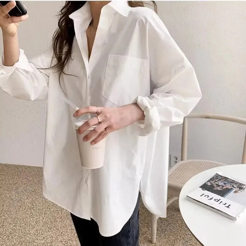 Selvyn | Chemisier Surdimensionné Femme Boutonné Manches Longues