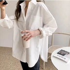 Selvyn | Chemisier Surdimensionné Femme Boutonné Manches Longues