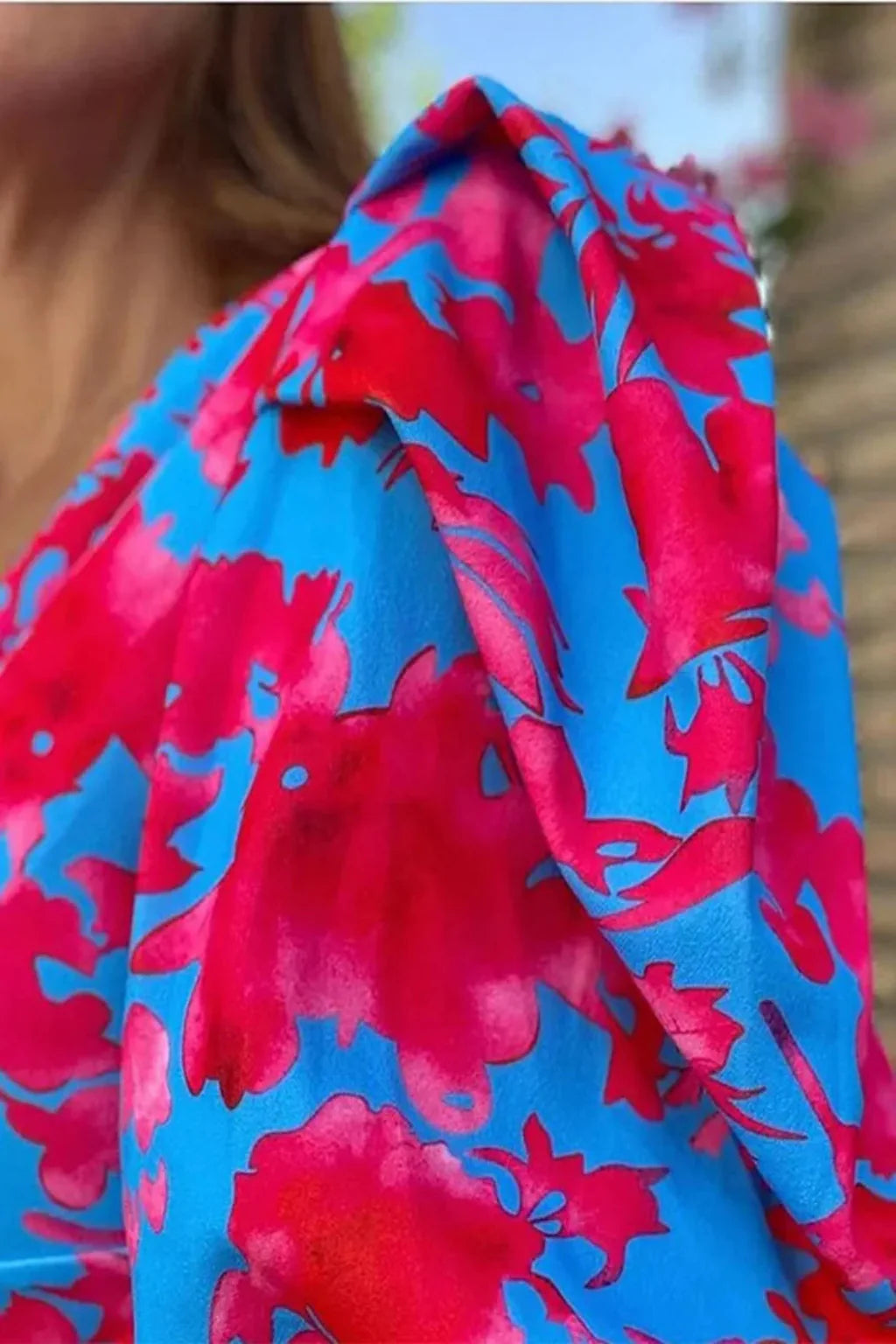 Sophia | Robe Mi-Longue Imprimée à Manches Bouffantes