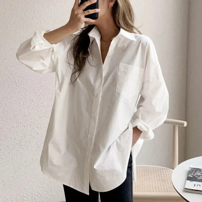 Selvyn | Chemisier Surdimensionné Femme Boutonné Manches Longues