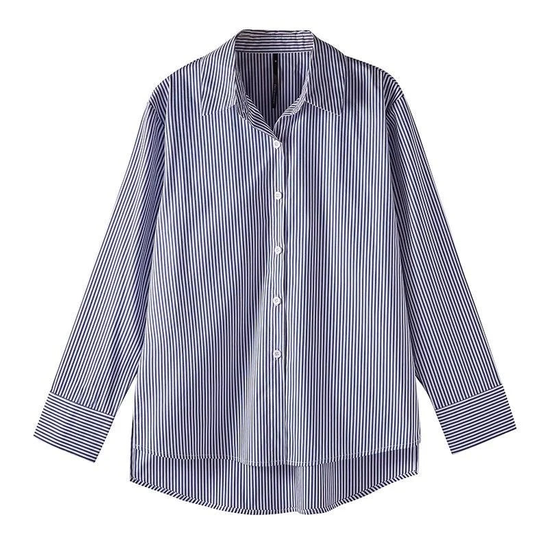Alvara | Chemisier Femme Boutonné à Rayures Manches Longues