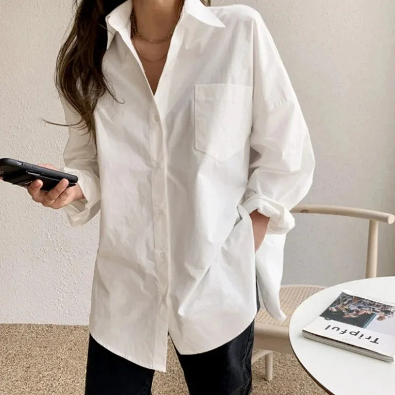 Selvyn | Chemisier Surdimensionné Femme Boutonné Manches Longues