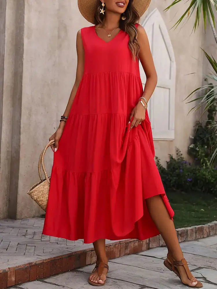 Florence | Robe Longue d'Été à Volants Sans Manches