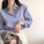 Alvara | Chemisier Femme Boutonné à Rayures Manches Longues