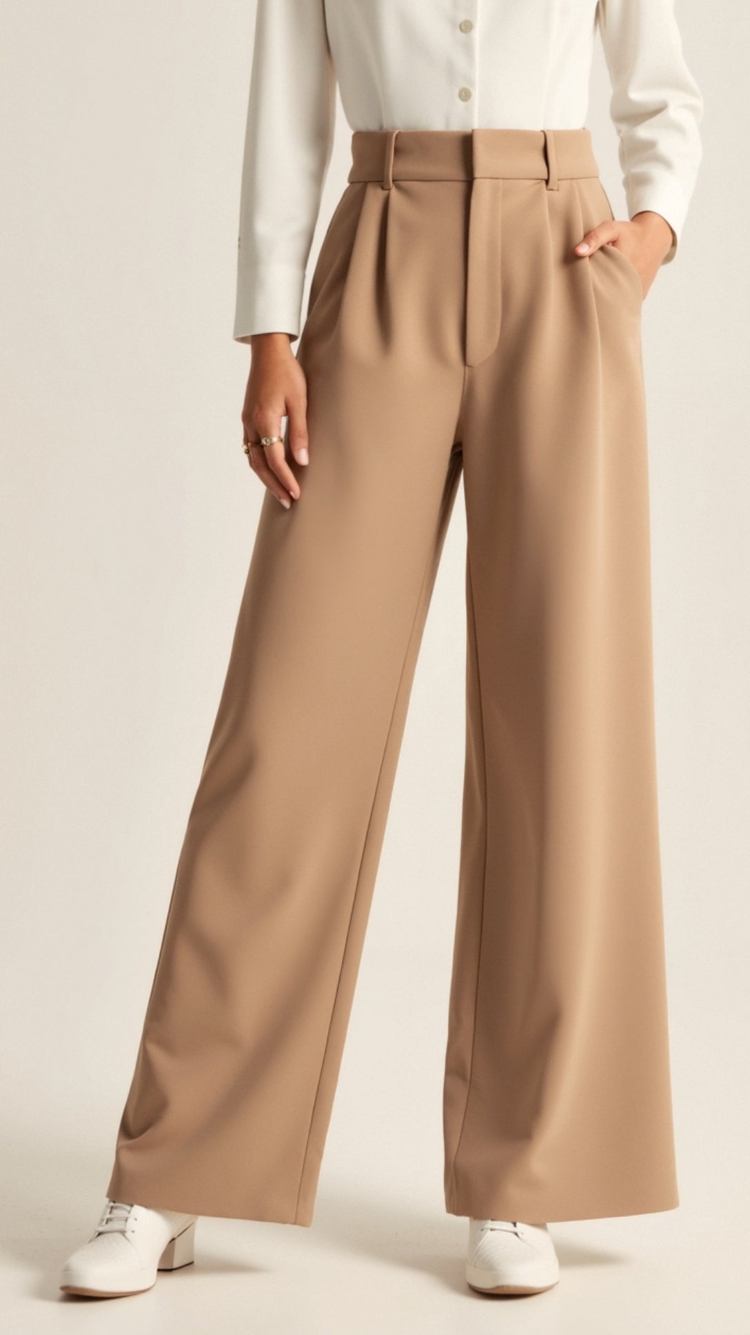 Zanira | Pantalon ample taille haute pour femme - Rose