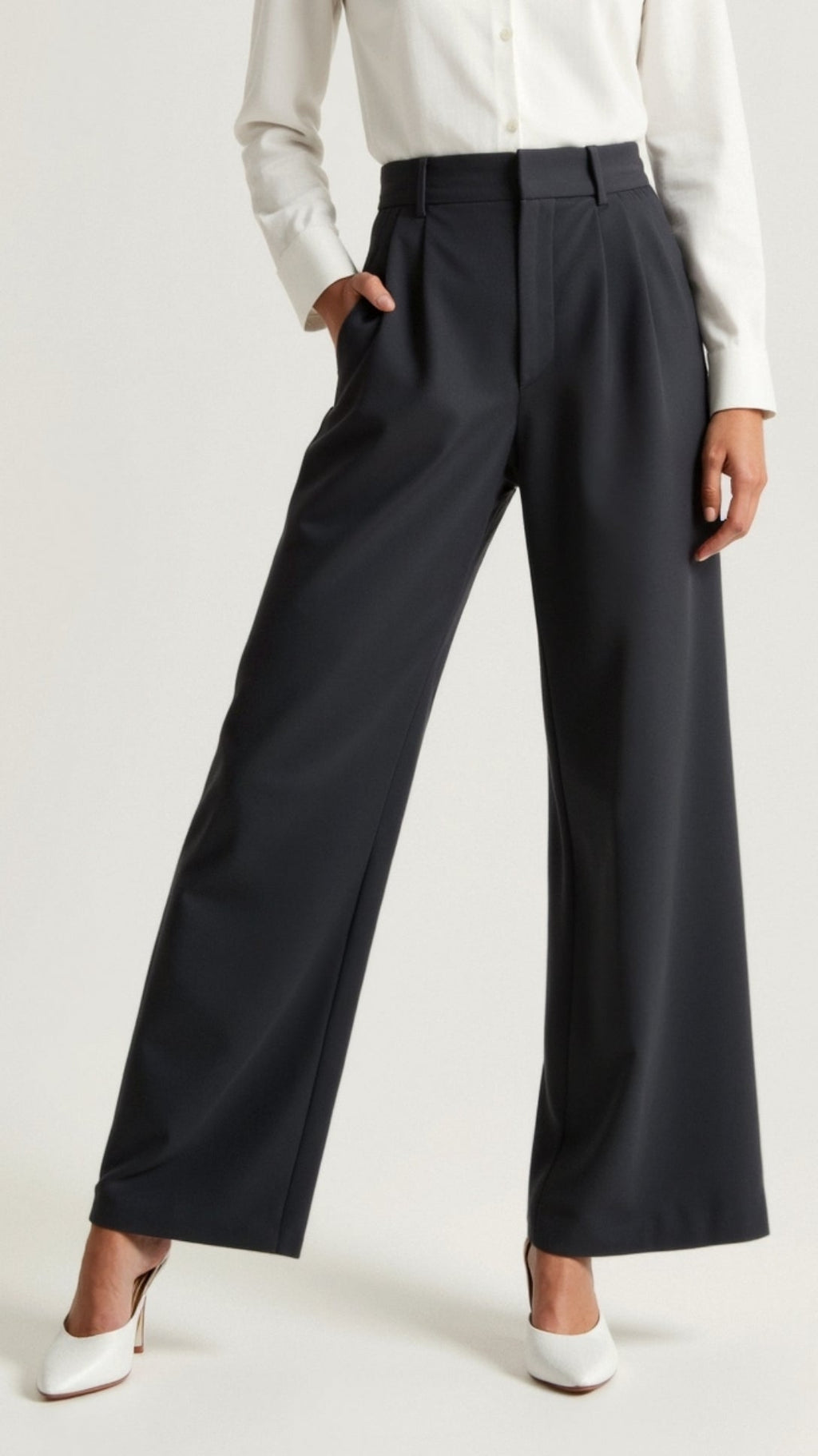 Zanira | Pantalon ample taille haute pour femme - Bleu Clair