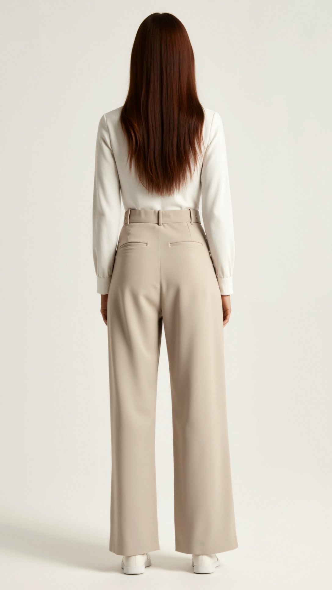 Zanira | Pantalon ample taille haute pour femme - Beige