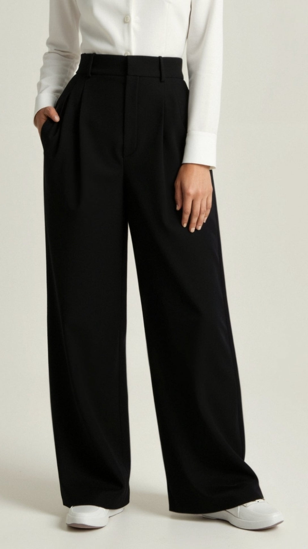 Zanira | Pantalon ample taille haute pour femme - Noir