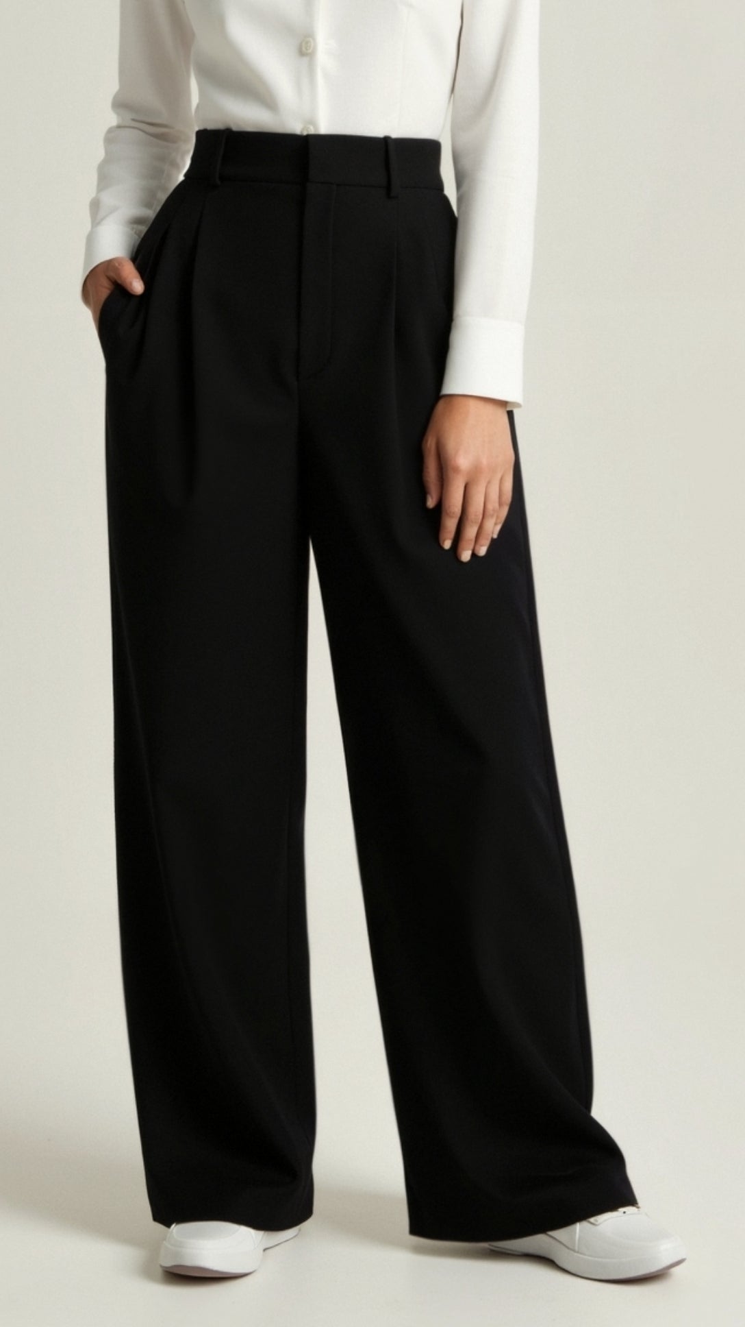 Zanira | Pantalon ample taille haute pour femme - Noir