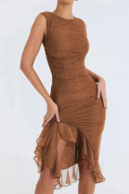 Aurevia | Robe Mi-Longue Froncée Sans Manches