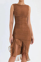Aurevia | Robe Mi-Longue Froncée Sans Manches