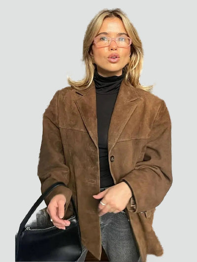 Henriette, Veste en suédine coupe droite