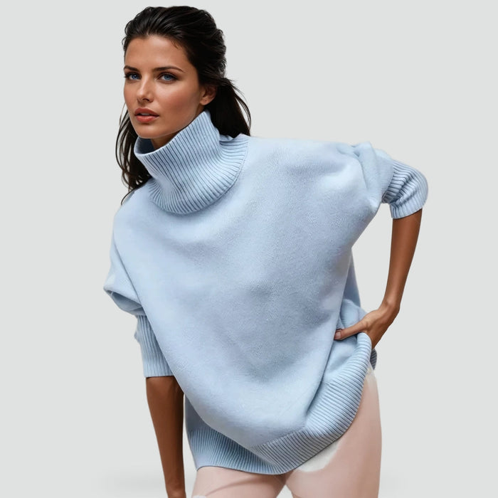 CLARA - pull col roulé en tissu doux pour femme