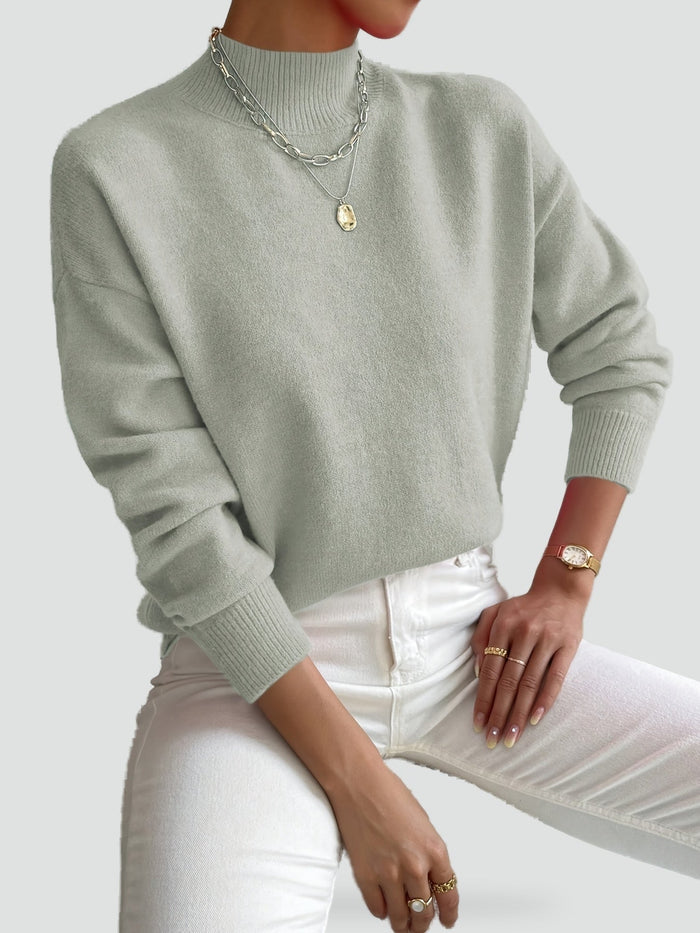ROMANE - pull col montant en maille douce pour femme