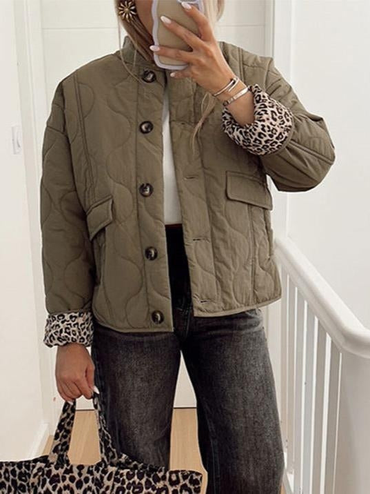 Blandine, Manteau court doublure léopard