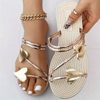 Isaline | Sandales Femme Plates Motif Cœurs