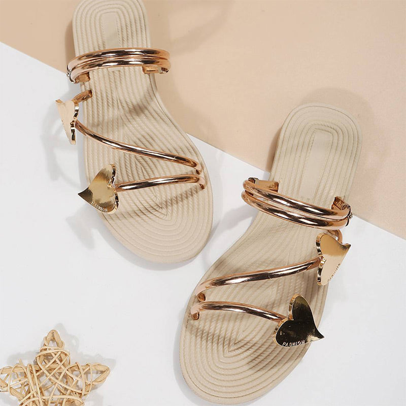 Isaline | Sandales Femme Plates Motif Cœurs